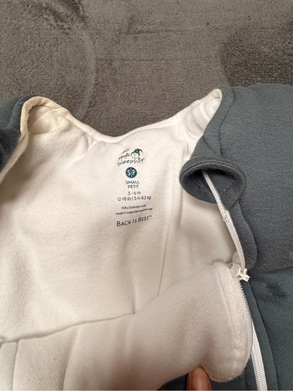 HALO Small Sleep Sack in Gray with Cream Lining
